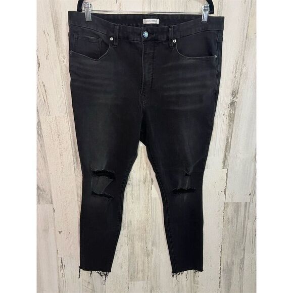 Good American Denim - Good American Women's Black Distressed Skinny Jeans Size 20 Good Waist